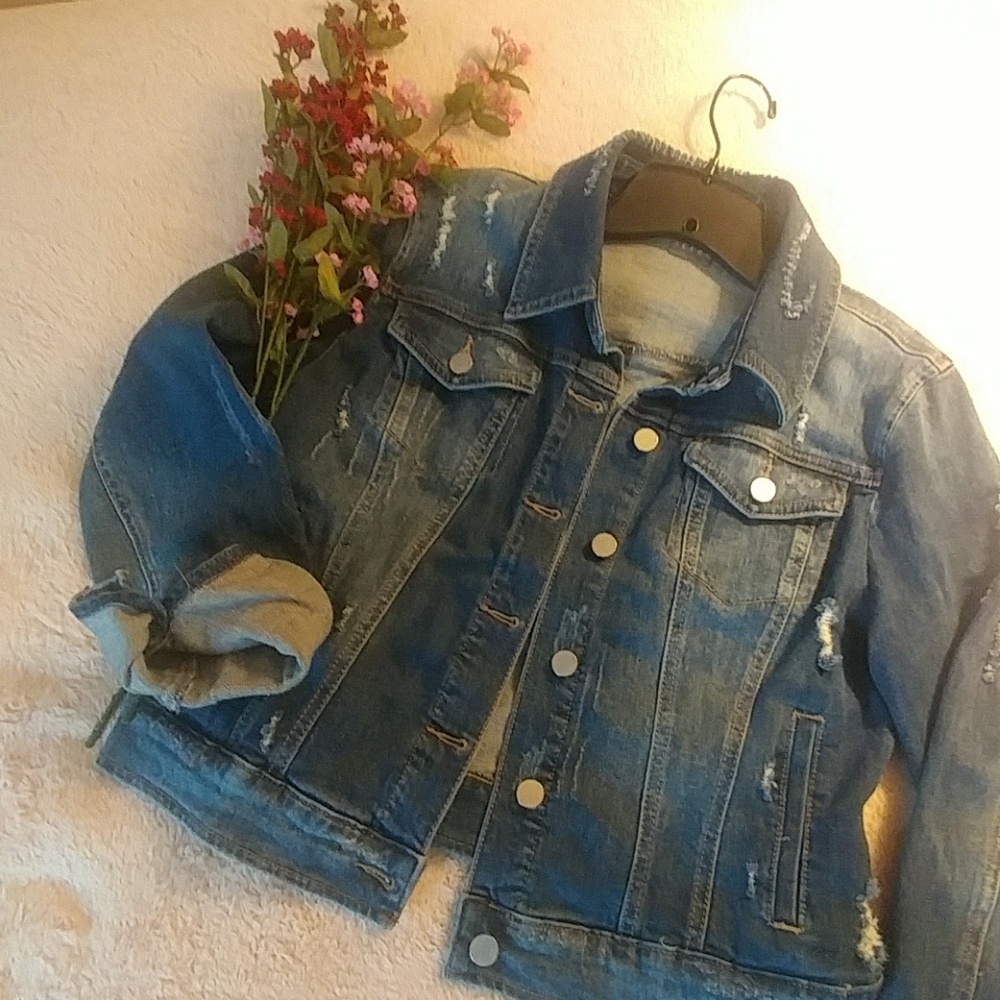 New York & Co. Destroyed Denim Jacket.